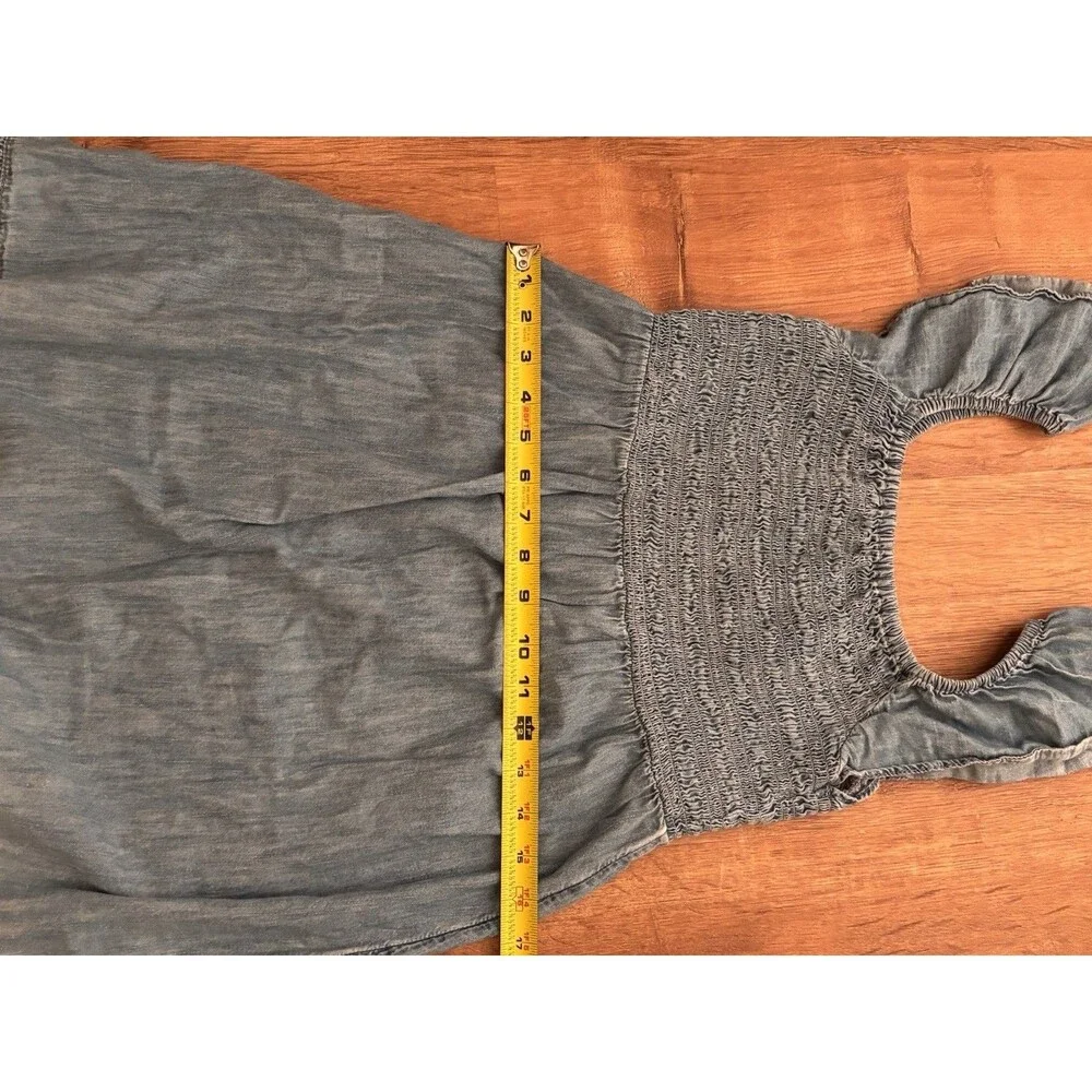Gap Kids Blue Denim Smocked Prairie, Cottagecore, summer ￼Sundress, XL (12)